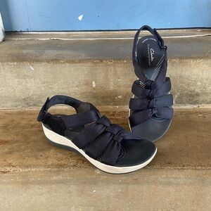 Cloudsteppers by Clarks Arla Shore Navy Knotted Strap Sport Sandals